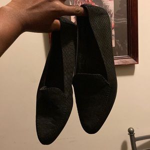 Reptile textured, suede loafers